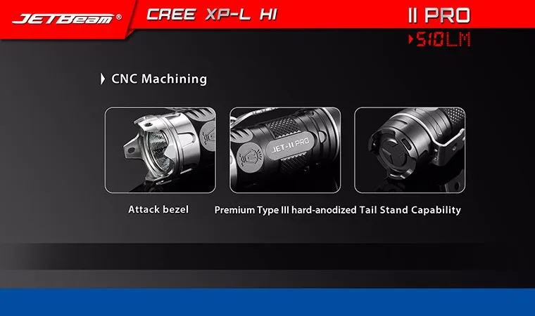 JETBEAM II PRO мини светодиодный фонарик CREE XP-L HI светодиодный 510 люмен для самообороны с 1* CR123 батареей