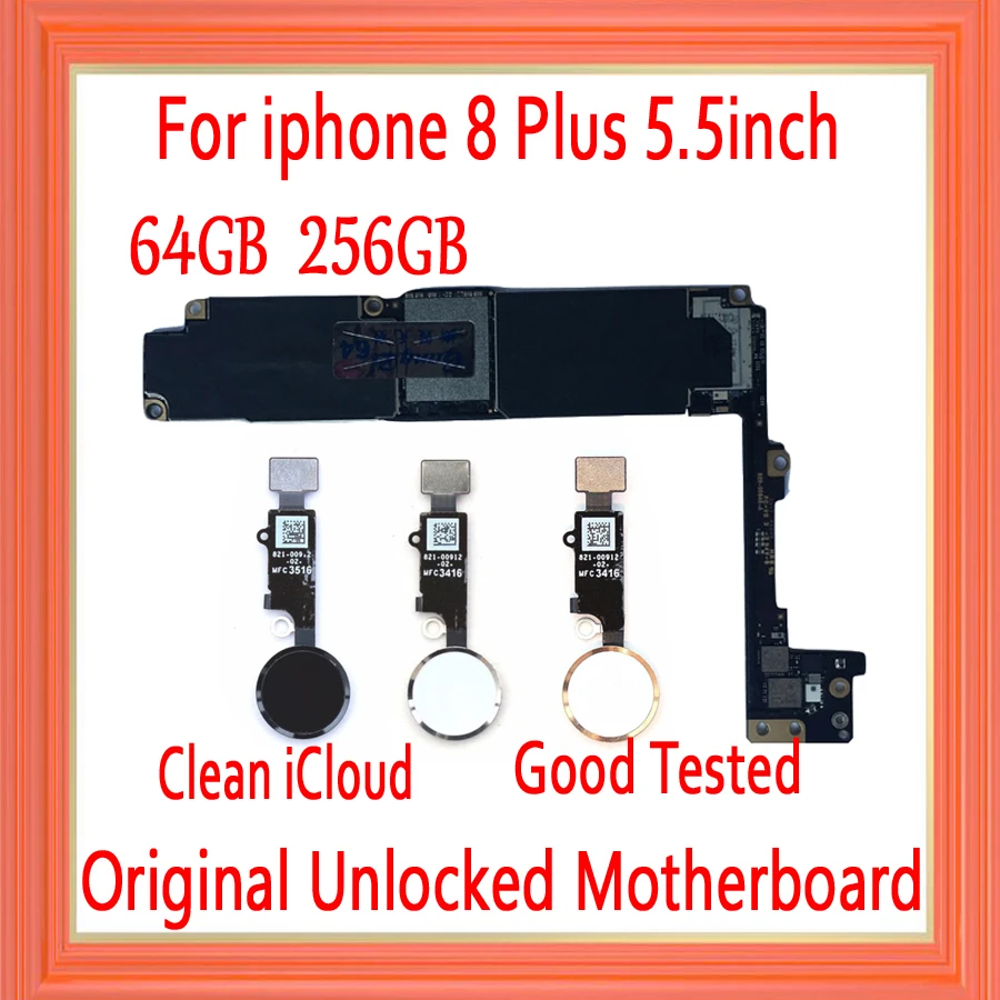 

Factory unlocked For iPhone 8P,8 Plus Motherboard without Touch ID,Original for iphone 8Plus Mainboard with Clean iCloud