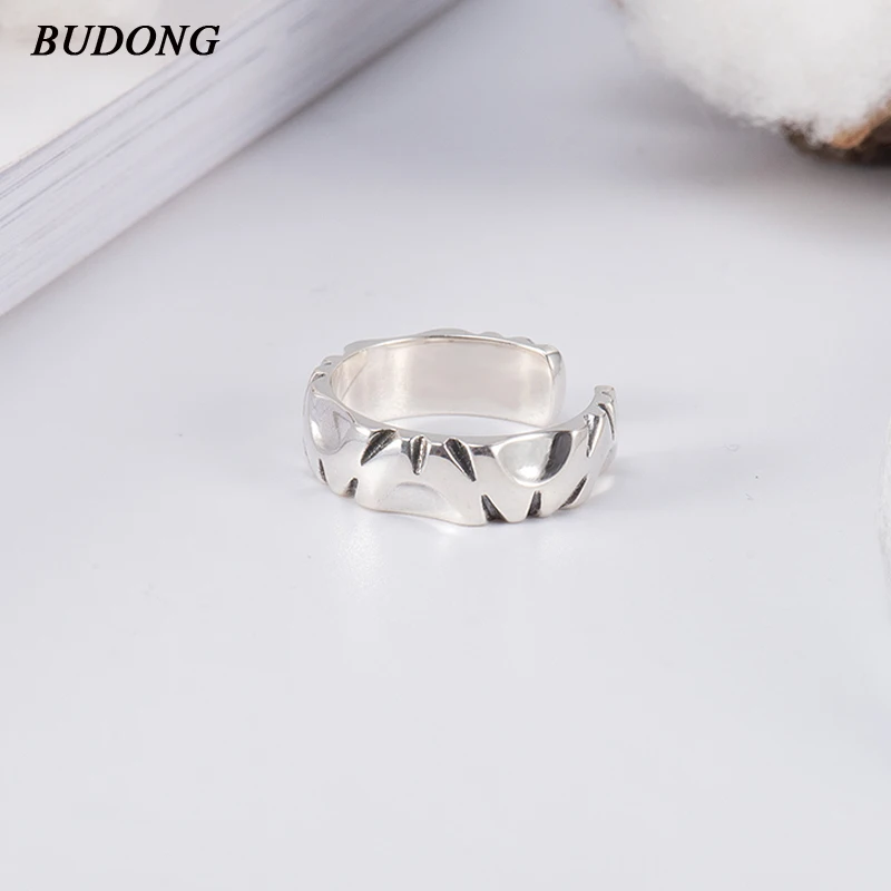 

BUDONG 2018 Genuine 100% 925 Sterling Silver Faith Finger Rings for Women Wedding Engagement Korean Style Jewelry XURT124