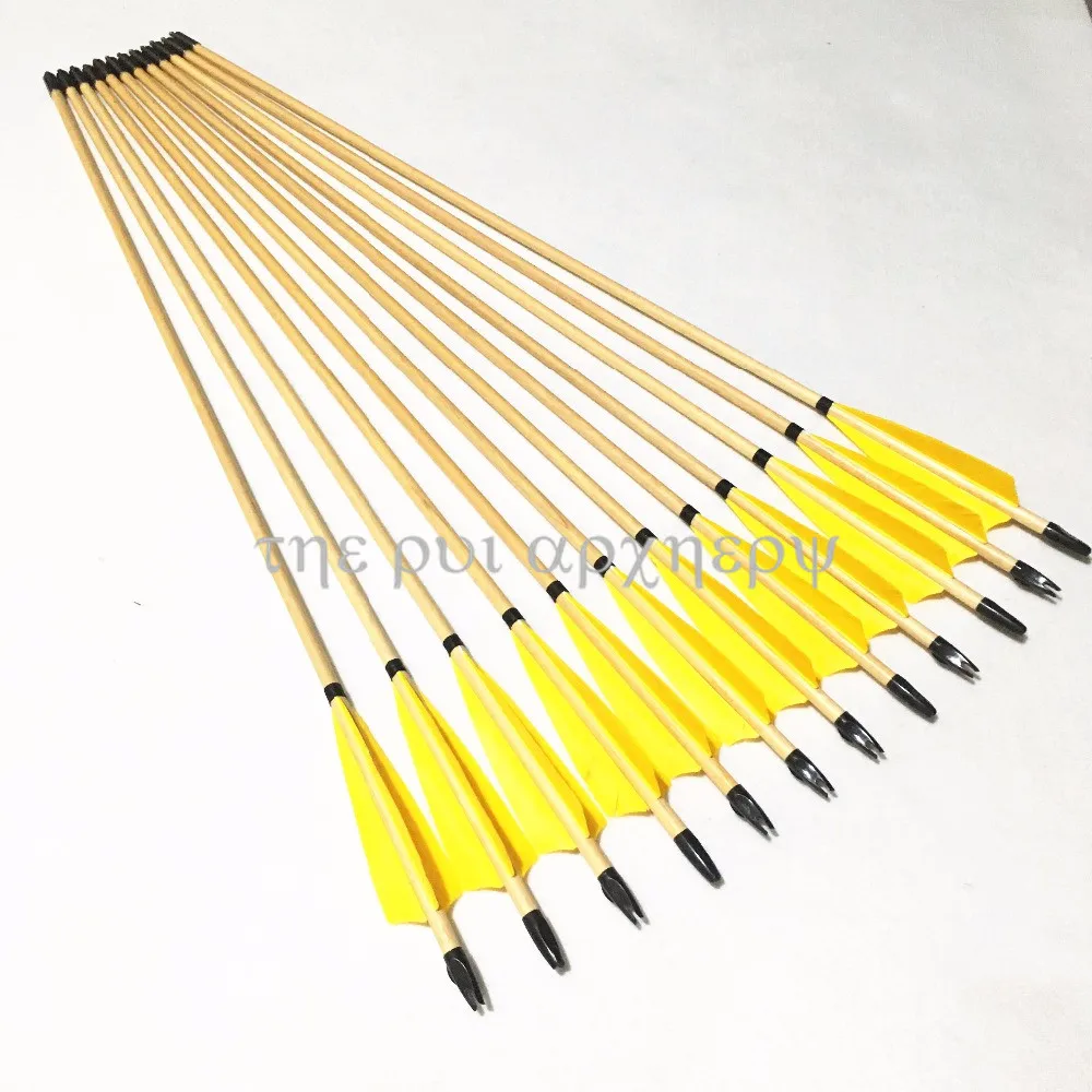 

6/12/24pcs Archery Hunting Shooting Turkey Feather Fletching Target Practice Wooden Arrows