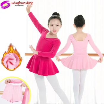 

Winter Long Sleeve Ballet Dress for Girls Kids Plus Velvet Cotton Gymnastic Leotards Girl Keep Warm Ballet Clothes Dance Suit