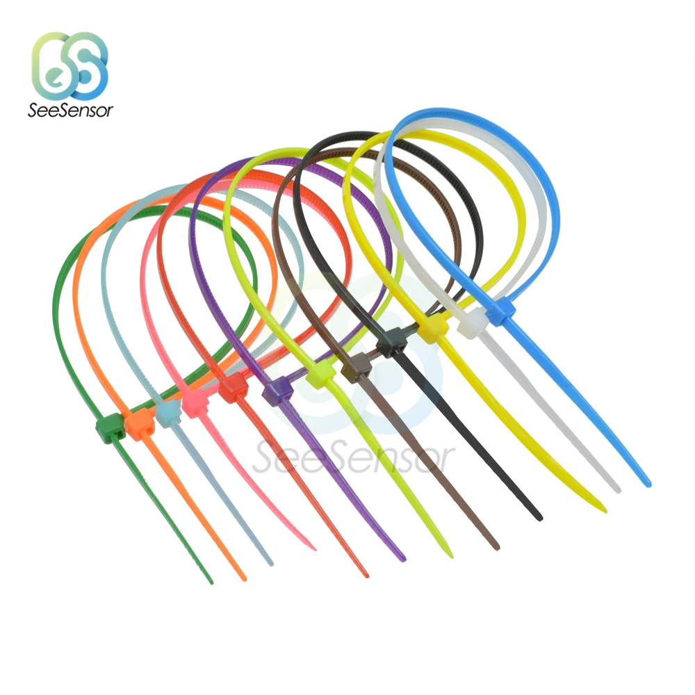 Nylon Cable Ties 100pcs 100mm Self-locking Nylon Cable Ties Plastic Zip Tie Fasten Cable Binding Wrap Straps 12 Color 2.5mm*100mm