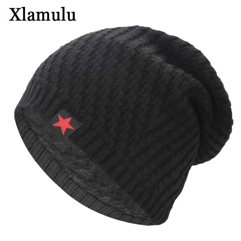 

Xlamulu Skullies Beanies Knitted Hat Winter Hats For Men Women Beanie Warm Baggy Male Gorros Bonnet Caps Thicken Mask Skullies