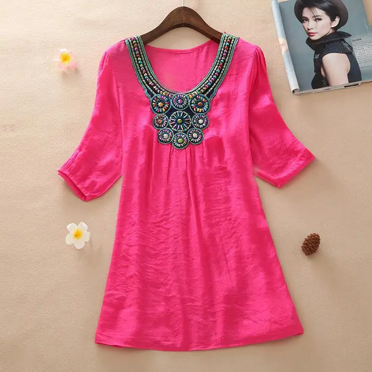 

2017 Hot New Fashion Summer Embroidery Casual Dress Women Dresses O-neck Woman Clothes Large Size xxl XXXL DRESS-5121253