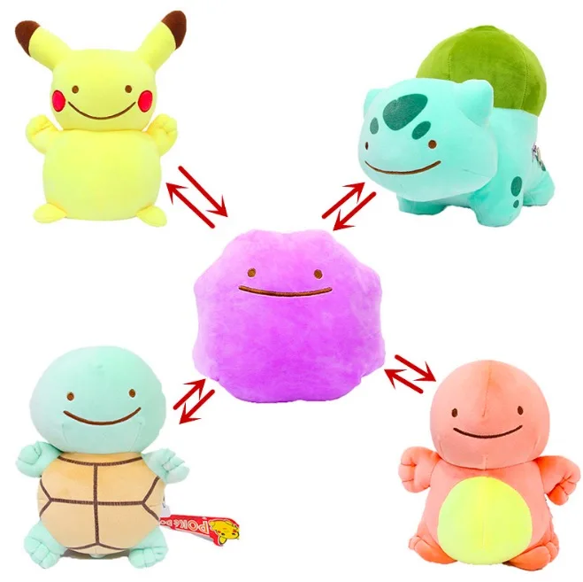 

Anime Pocket Ditto Pillow Cushion Transfer Pikachu Charmander Squirtle Bulbasaur Stuffed Plush Dolls Kawaii Gift