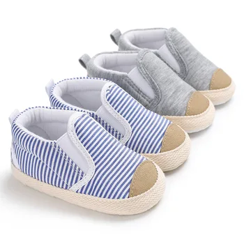 

Best selling children's male baby fashion baby soft bottom stripes non-slip cotton toddler baby sports toddler shoes