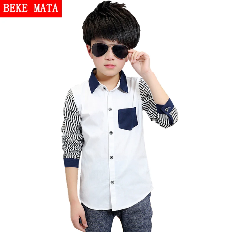 2016 Spring Kids Boys Shirts Long Sleeve Cotton Boy Shirt Casual Plaid