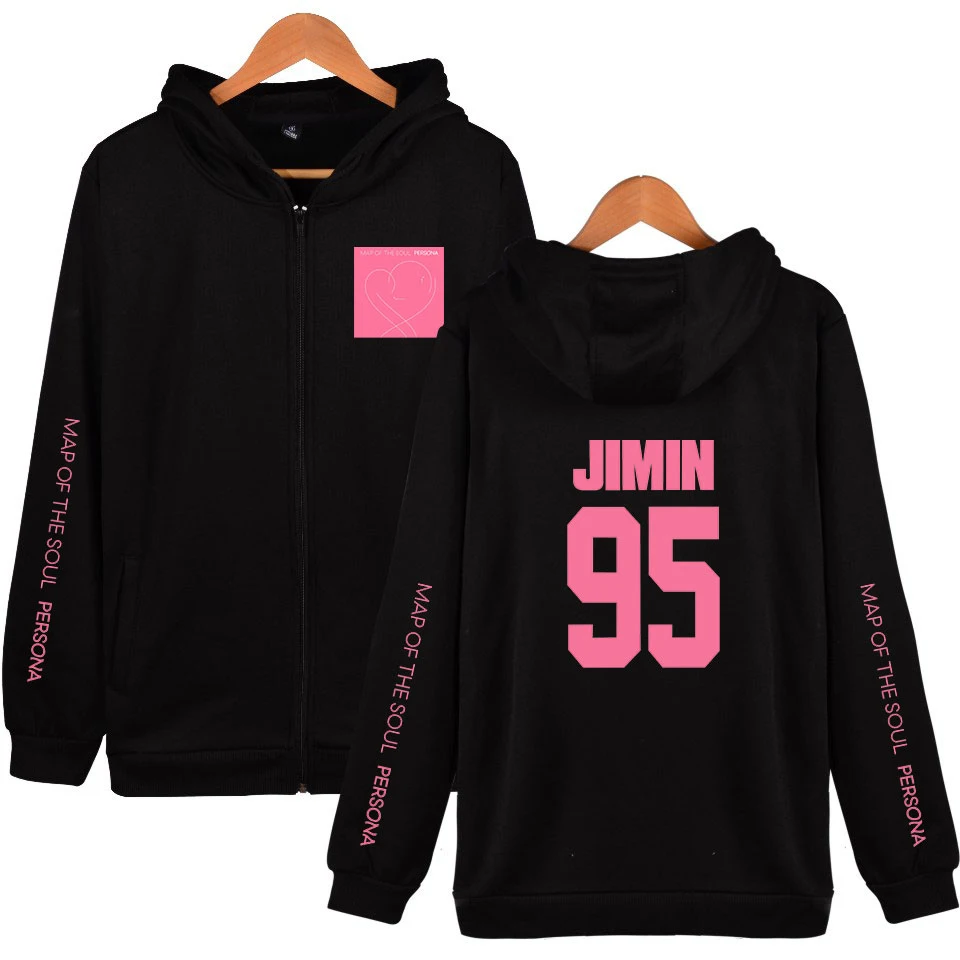 

New album Kpop Map Of The Soul:Persona Print Zipper Hoodies Sweatshirt popular Women/men jimin Clothing Hoodies Zippers