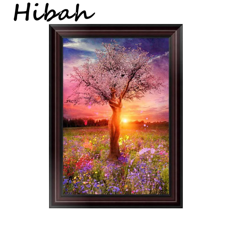 

5D DIY Diamond Painting Landscape Series "Woman Tree" Pattern Diamond Cross Diamond Round Diamond Mosaic