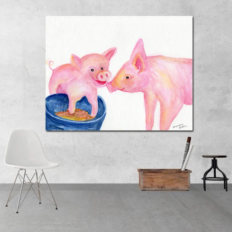Мультфильм украшения Картина Wall Art милые розовые свинки одежда для родителей и