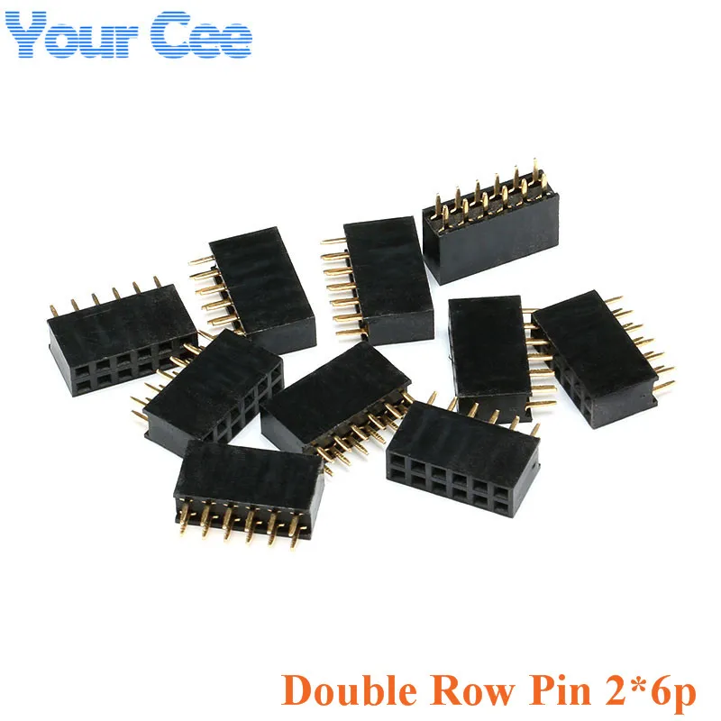 

20 pcs DIY Kit Parts 6P Female Double Row Pin Socket Connector 2*6P Pitch 2.54mm Header Strip 2*6 Straight Needle