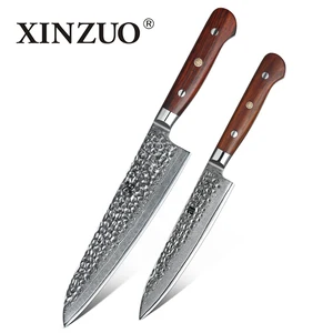XINZUO 2 PCS Kitchen Knives Sets Japanese Damascus Stainless Steel Chef Utility Knife Pro Kitchen Knife 62 Hrc Rosewood Handle XINZUO 2 PCS Kitchen Knives Sets Japanese Damascus Stainless Steel Chef Utility Knife Pro Kitchen Knife 62 Hrc Rosewood Handle
