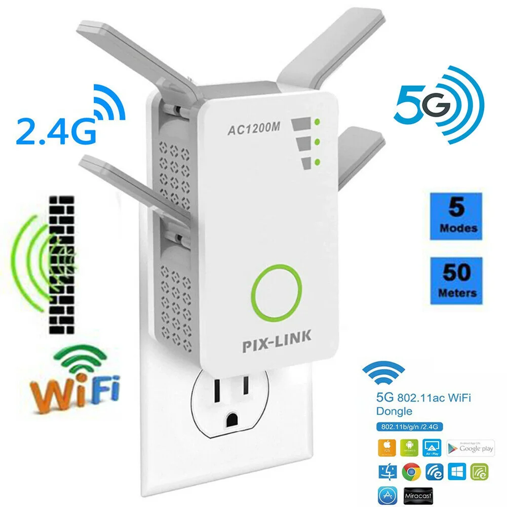 

Repeater Wireless WiFi 1200Mbps Dual Band Range Extender Signal Amplifier for Home WIF66