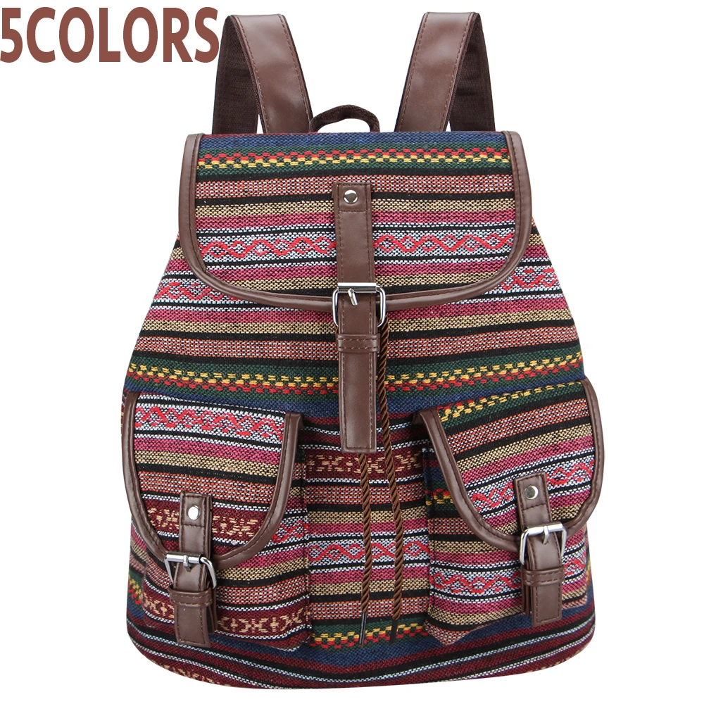 SANSARYA New 2018 Thai Woven Retro Aztec Women Backpack Bohemian Boho Drawstring Rucksack Hippie ...