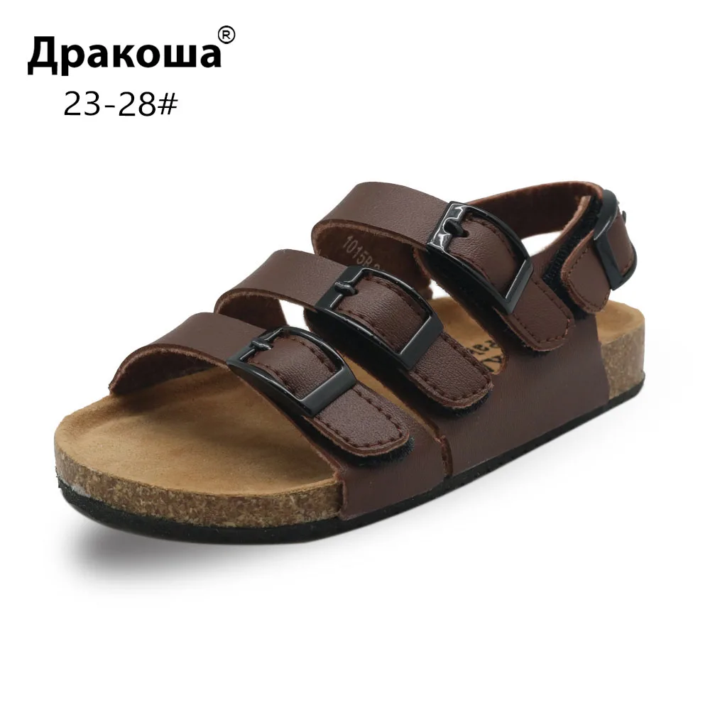 

Apakowa Summer Boys Girls Fashion Cork Sandals Kids Toddler Soft Leather Gladiator Casual Sandals Shoes for School Party Beach