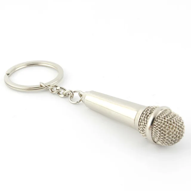 

2019 New High Quality Metal Keychain Creative Music Gifts Key Chain Key Ring Microphone Keychain Fashion Key Chain Creative