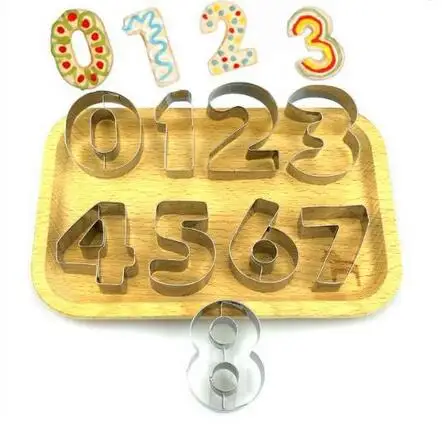 

9Pcs 3D Creative Number Shaped Cookie Cutters Set Premium Stainless Steel Biscuit Mold Fondant Cutter Kitchen Baking Tool