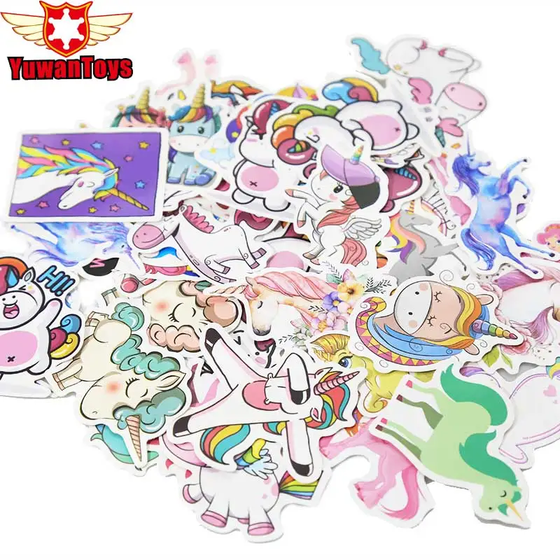 

50Pcs/lot Colorful Cute Unicorn Stickers for Laptop Skateboard Luggage Car Decals Waterproof Sticker