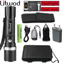 Litwod Z20110 XM-L T6/L2 5000LM алюминиевого Водонепроницаемый Масштабируемые светодиодный фонарик Torch light для 18650 аккумуляторная батарея