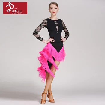 

New fashion Women Latin Dance Costume Adult Samba Rumba Tango Latin Dance top+Skirt suits