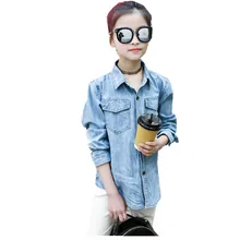 Весенняя одежда новая модная трендовая ковбойская рубашка для отдыха для девочек детская одежда синего цвета