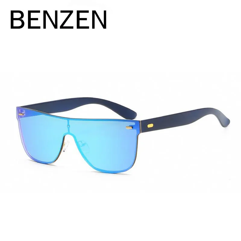 

BENZEN Rimless Reflective Sunglasses Men Square Frame One Piece Lenses Male Sun Glasses Women UV Oculos Gafas With Box 68019