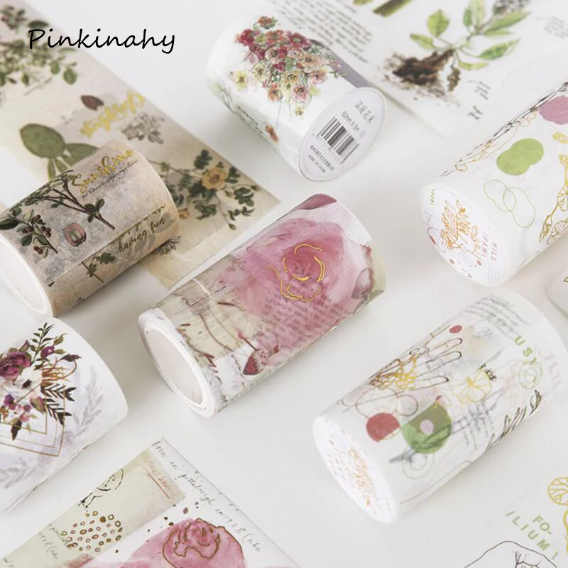 

Vintage flower/Rose/Plants Gold Foil Gild Tape Japanese note Decoration Washi Tape DIY Planner Diary Scrapbooking Masking Tape