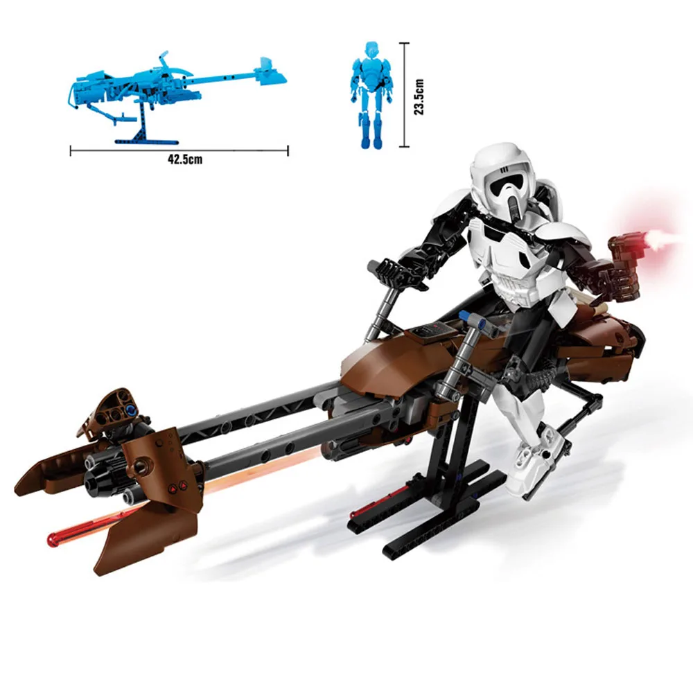 

2019 New DIY Imperial Storm Scout Troopers Speeder Bike Compatible Legoings StarWars 75532 Brick Toys for Kids Gift