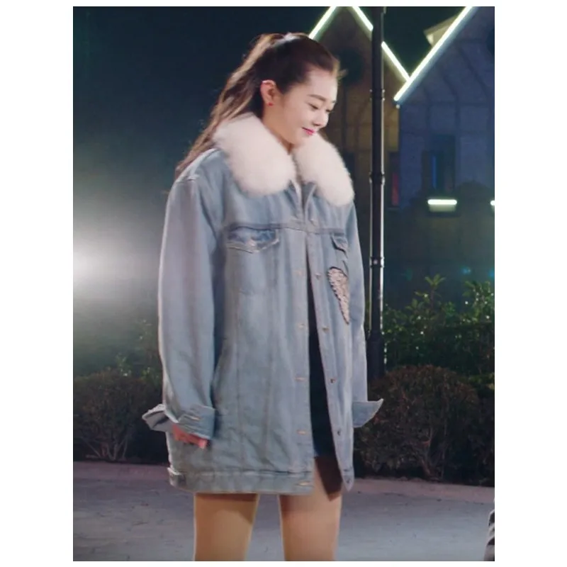 Dame Vêtements Hiver Femmes Jeans Pour Coton Veste Rembourré Fille Denim Automne Papillon Manteau Avec Col De Fourrure Et Loisirs Lâche x1wp0Tq8X