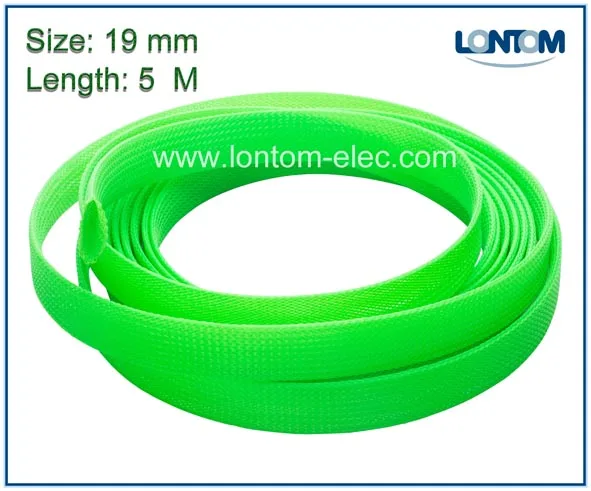 

19mm 5M PET Braided Expandable Sleeving Computer Cable Sleeve Green High Density Sheathing