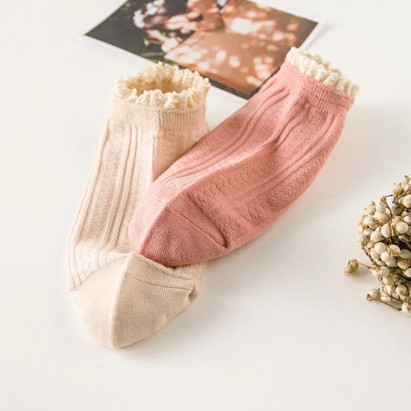 6 пар женские носки милый стиль винтаж кружева девушка короткие носки весна осень повседневные высокое качество хлопок милые Креативные
