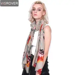 VISROVER новый цветок печати шарф Для женщин бренд шаль мягкие Обёрточная бумага пашмины мусульманский Для женщин хиджаб шарфы мыс женские