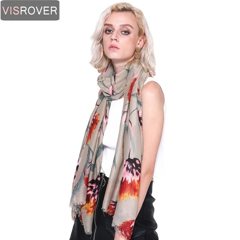 

VISROVER New Print Flower Scarf Women Brand Shawl Soft Wrap Pashmina Muslim Women Hijab Scarves Cape Ladies Beach Scarves