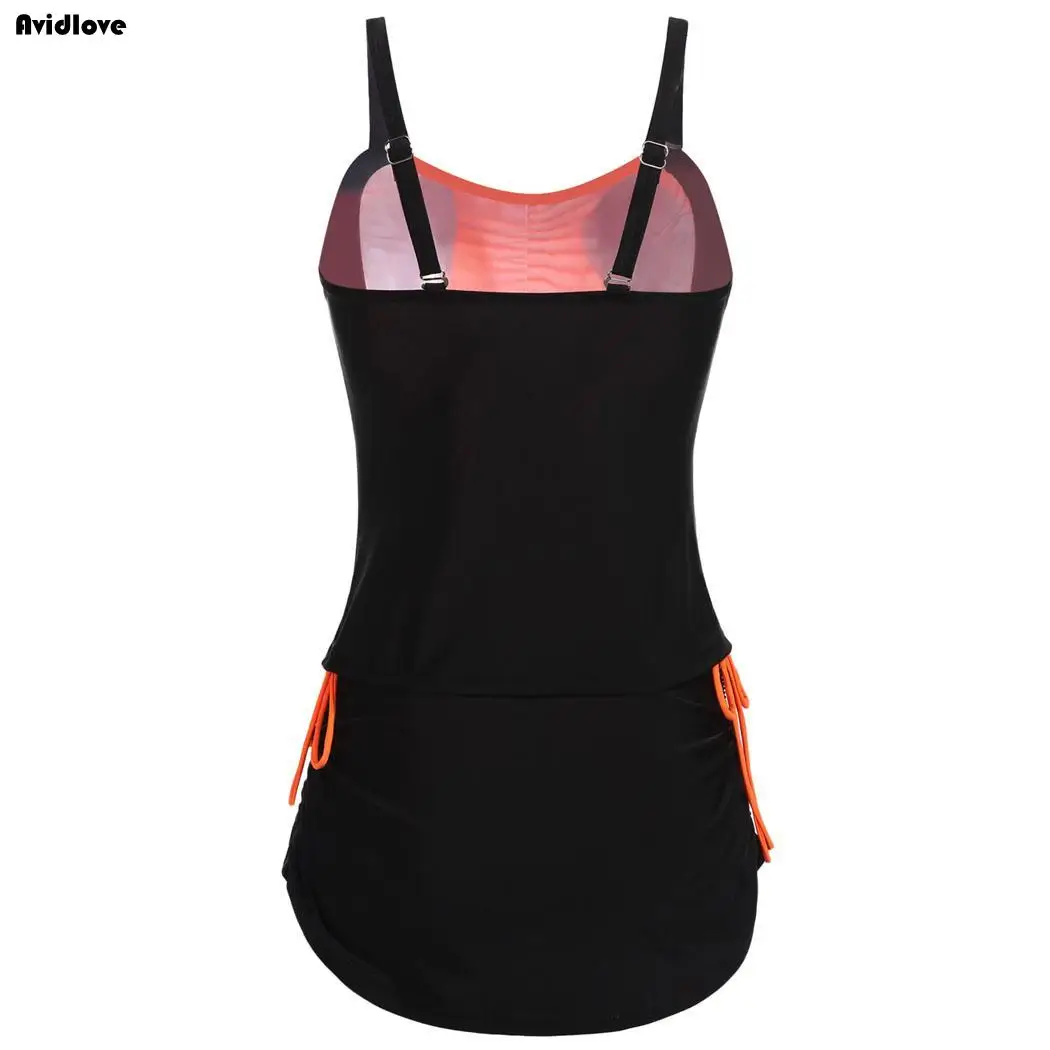 Tankini Two Pieces Swimsuit Colorblock Top High Waist Bottom Women Set Swimwear | Спорт и развлечения
