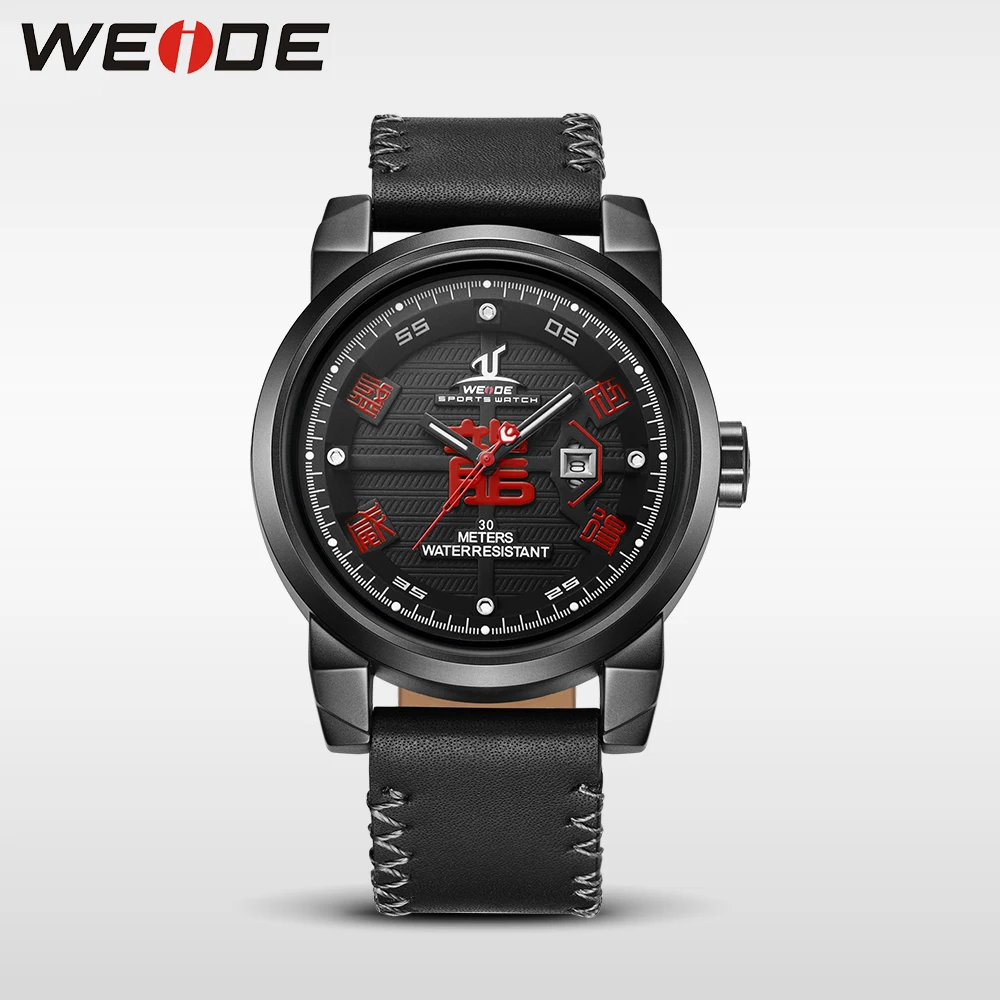 

WEIDE Black Leather Strap Watch Men Analog Display Waterproof Quartz Clock Casual Wrist Watch Male Relogio sport watches jung