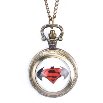 

Vintage Full Hunter Superman Retro Cool Batman Women Men Quartz Pocket Watch Necklace Pendant Gifts