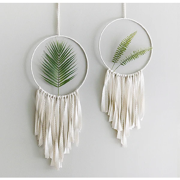 

Creative wall decoration wall hanging pastoral wall simple circular flowers and plants wall dream catcher