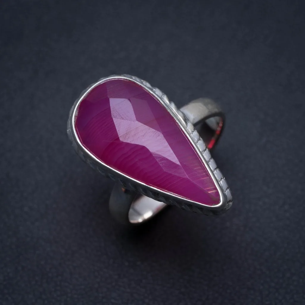 

Natural Botswana Agate Handmade Boho 925 Sterling Silver Ring, US Size 7 S2580