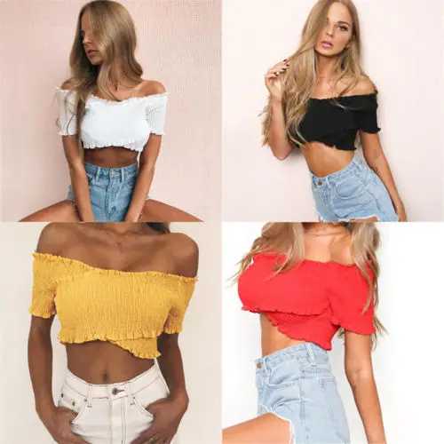 Кроп Топ женский с открытыми плечами однотонный ярких цветов|crop top|fashion crop topwomen |