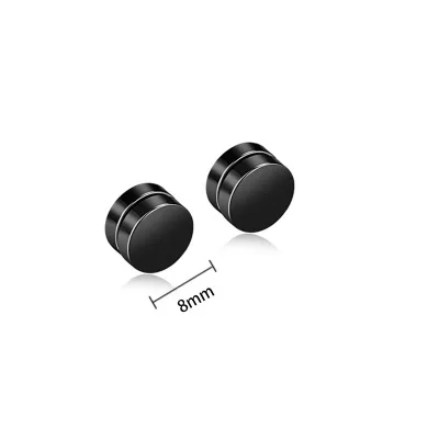 No Ear Hole Women Men Magnetic Stainless steel Stud Earrings Black Patch Health Jewelry Magnets Of Lazy Paste Slim Patch - Окраска металла: 8mm Black Pair