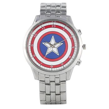 

Men's Unique Captain America's shield Pattern Watch Durable Arabic Numerals Dial Watches and Gold Design Wristwatch