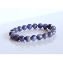 Скидок натуральный Танзанит стрейч браслет с круглыми бусинами 9 мм