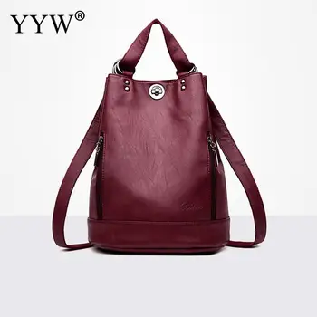 

2018 Female Backpack Mochila Feminina Casual Multifunction Women Leather Backpack Female Shoulder Bag Sac A Dos Travel Back Pack