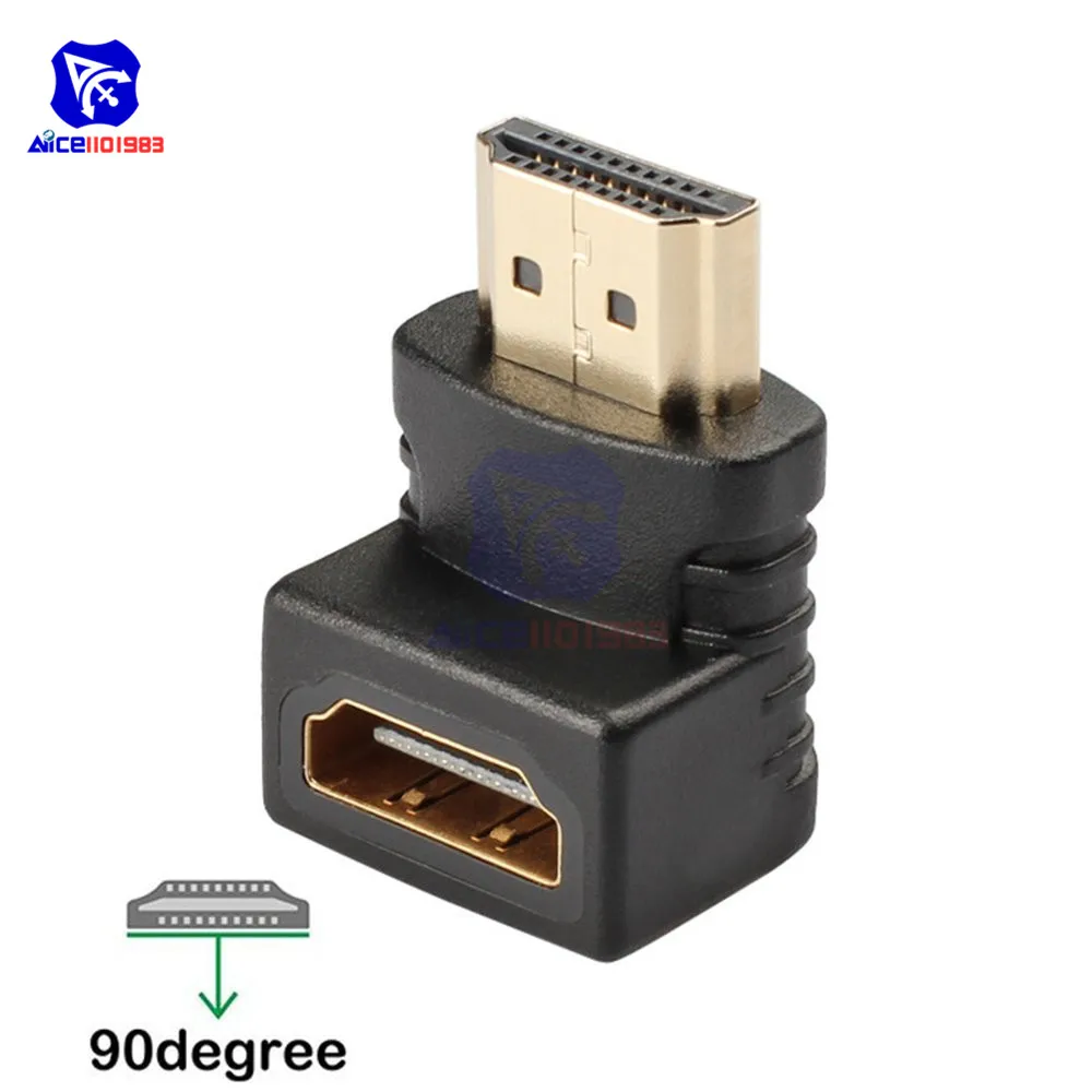 Адаптер HDMI под прямым углом 90/270 градусов Позолоченный разъем Папа мама с