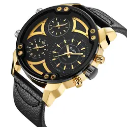 Oulm Модные Спортивные большие часы для мужчин Элитный бренд Три Часовой пояс Кварцевые часы для мужчин Военная Униформа часы mannen horloge heren