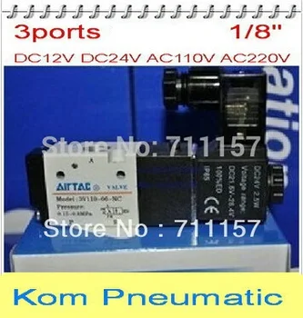 

Free Shipping 1/8'' Ports 3V210-06 2 Positions 3 Ways Pneumatic Solenoid Valve DC 12V 24V AC 110V 220V