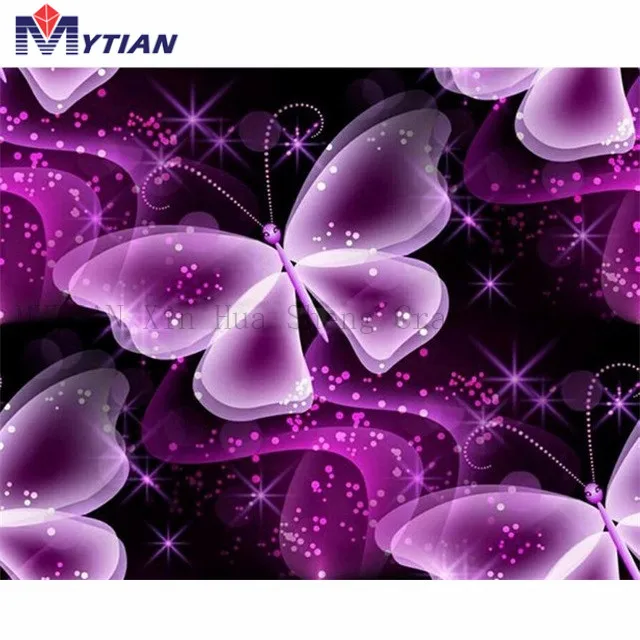 18101573 5D DIY Full Drill Square Round Diamond Painting Purple Dream Flowers & Butterfly Diamond Embroidery Rhinestone Picture Decor