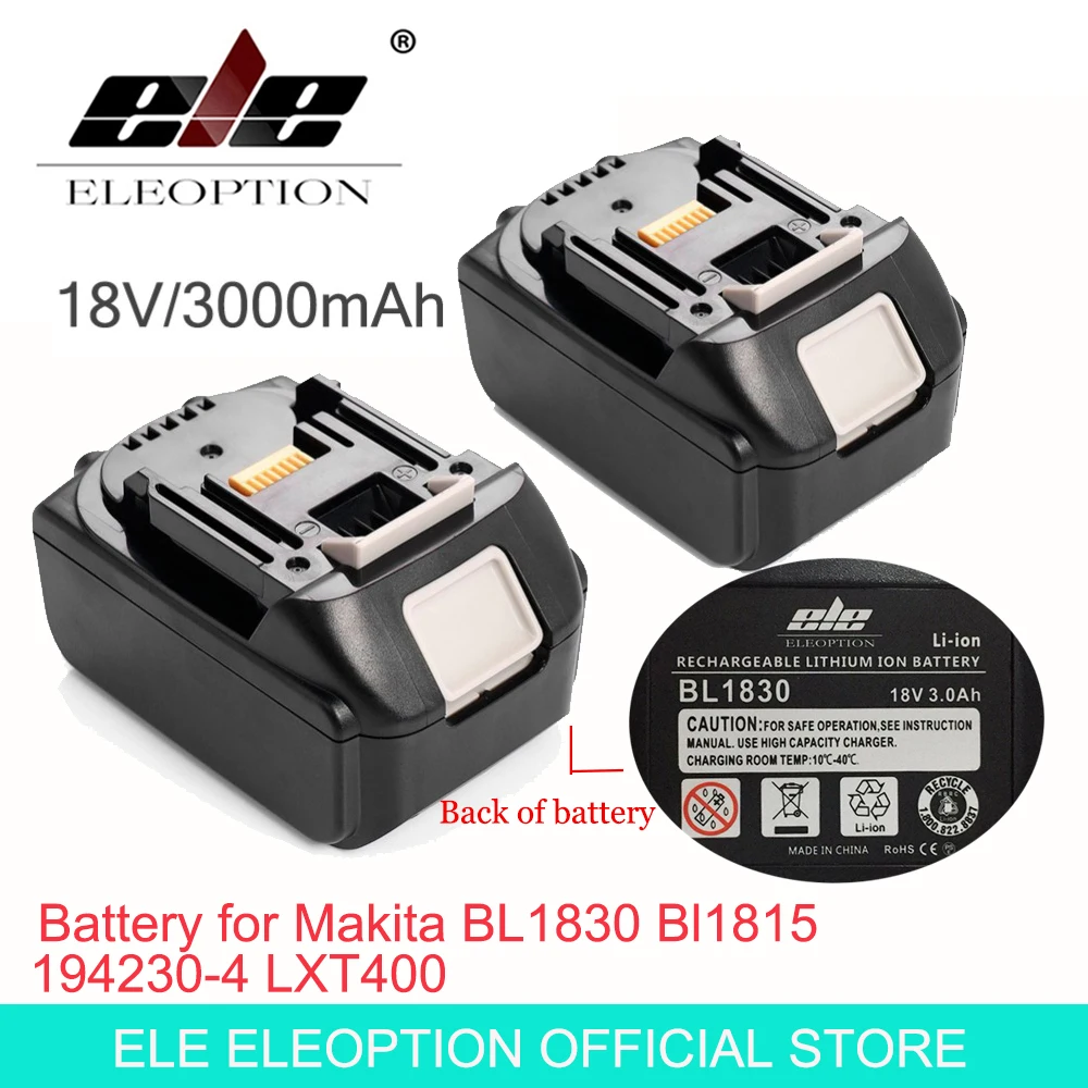 ELE ELEOPTION 2PCS Brand NEW 3000mAh 18 VOLT Li Ion font b Power b font font