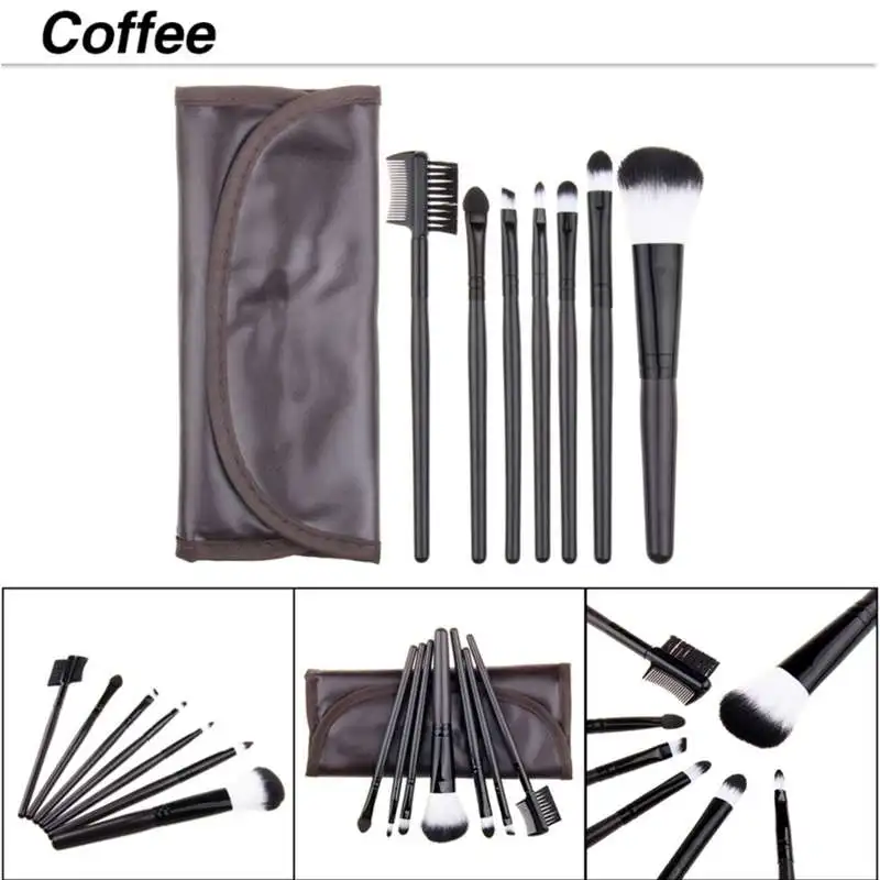 Colorido em pu Cabelo Sintético Profissional Peixe Especial Punho Plástico Cosmetic Make up Brush Kit Makeup Brushes Grupo Bolsa 7 Pcs 7 punho plástico Cosmetic Make Up Brush Kit