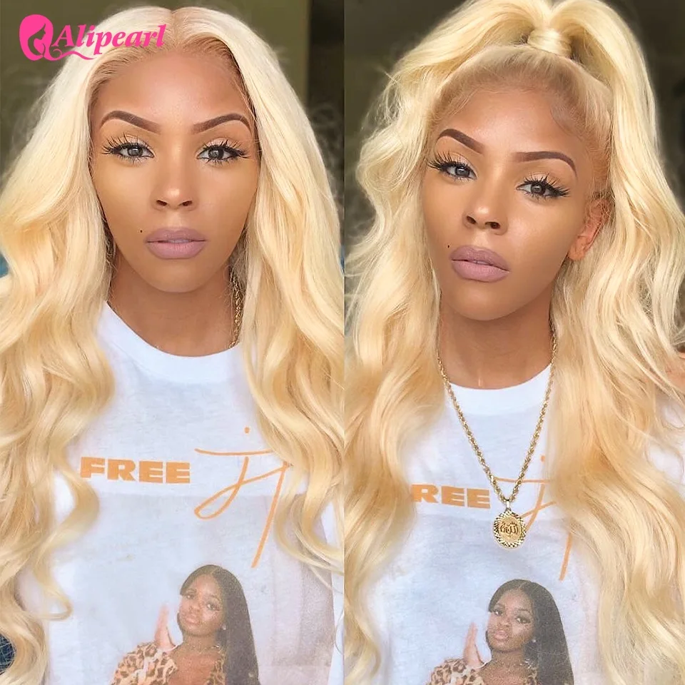 

AliPearl Hair Body Wave 613 Blonde Lace Front Wigs PrePlucked Brazilian Virgin Human Hair Wigs For Black Women 150% 180% Density